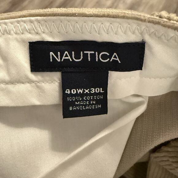 Nautica Wide Wale Corduroy Pants Mens Sz 40x30 Tan Straight Leg 100% Cotton - Picture 2 of 7
